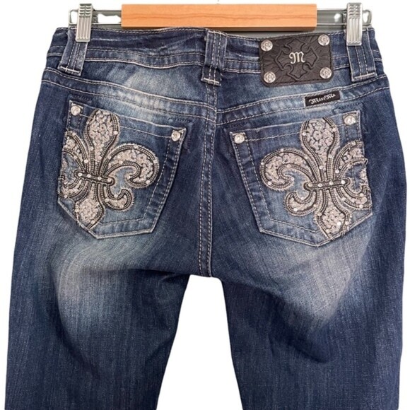 Miss Me Jeans FDL Easy Straight Dark Wash Rhinestone Bling Pockets Size 26 | 2 - Picture 10 of 15